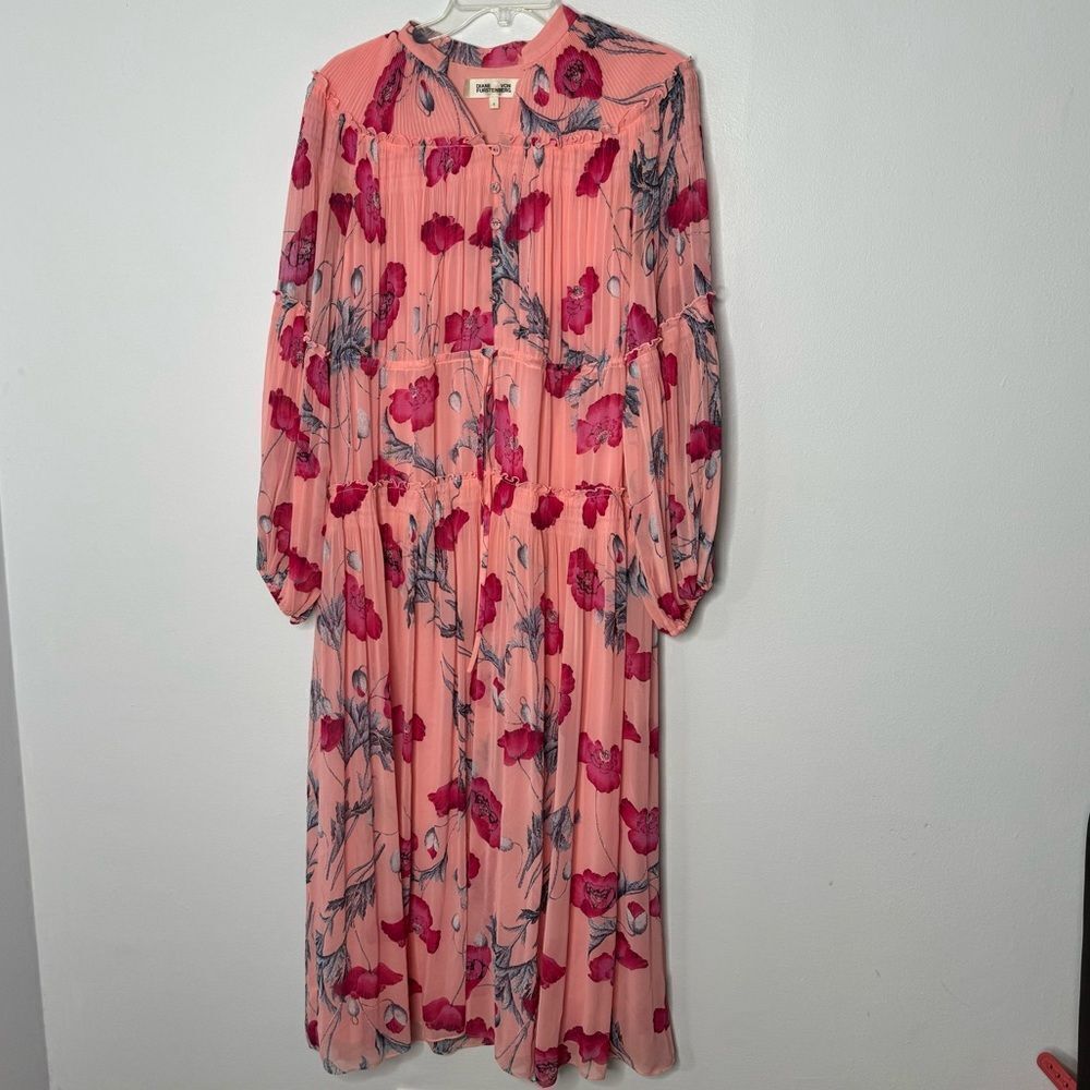 Diane Von Furstenberg Link Pleated Ruffle Floral-Print Maxi Dress - Picture 4 of 9